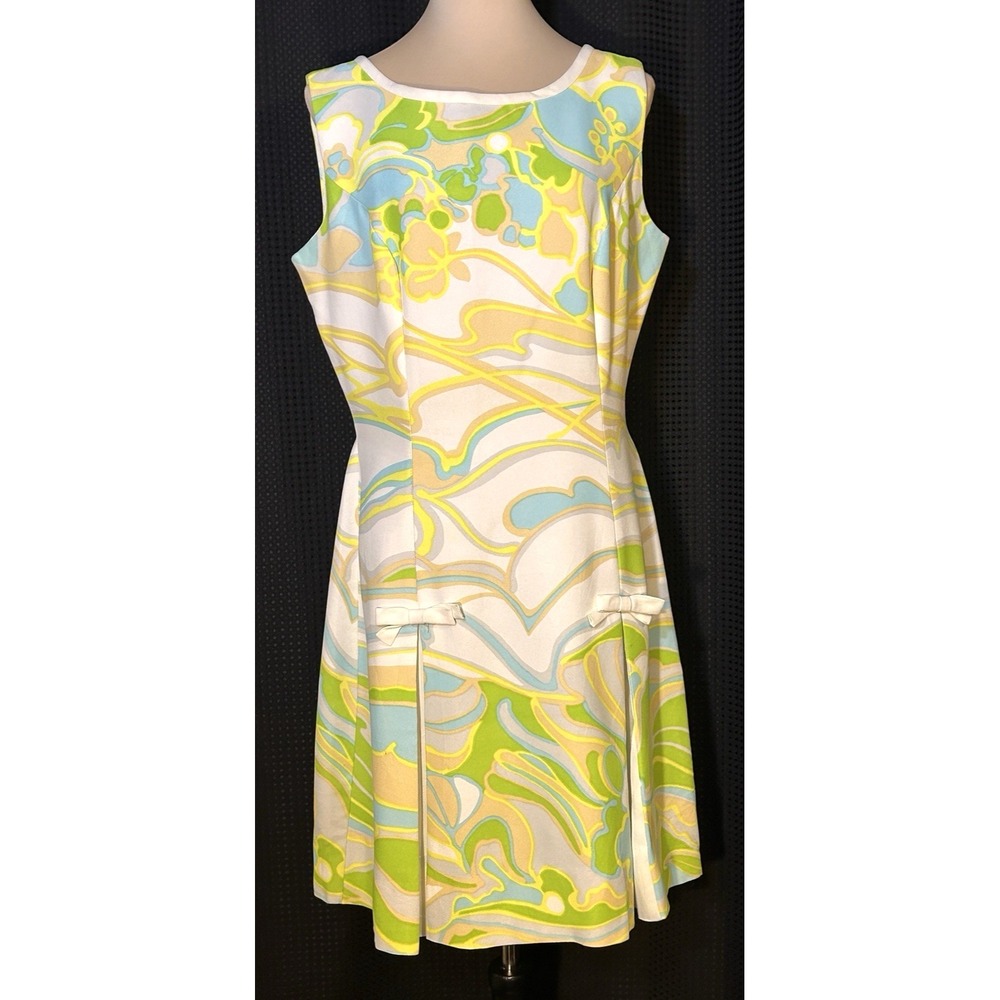 Vintage Psychedelic Floral Shift Dress 1960s 70s Mod Flower Power Pastel Print